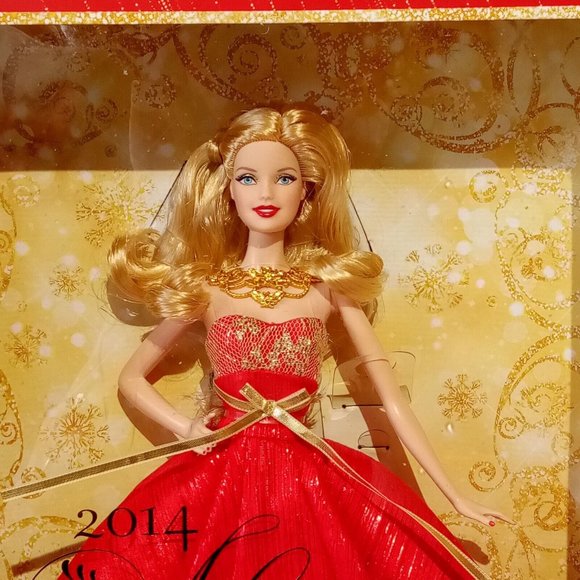 Holiday Barbie 2014 Barbie Collector BDH13 Original Box MINT Red/Gold Gown - Picture 5 of 7